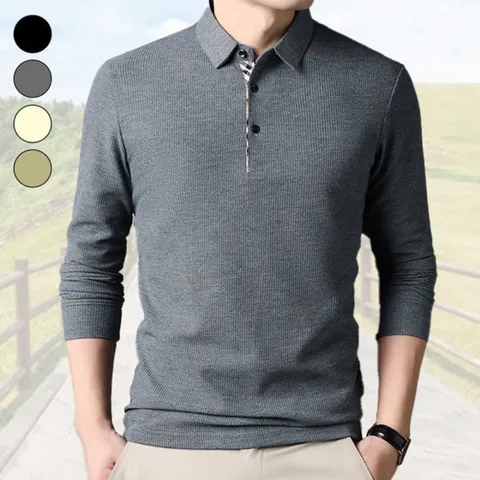 [로아리빙]남성 긴팔 피케 카라 와플 티셔츠 기능성 골프상의