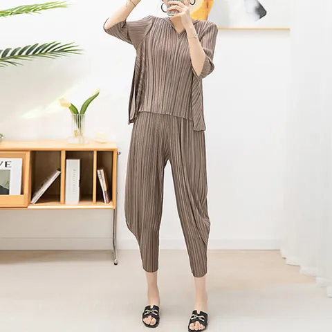 [PLEATS] 레팟 블라우스 팬츠 플리츠 set