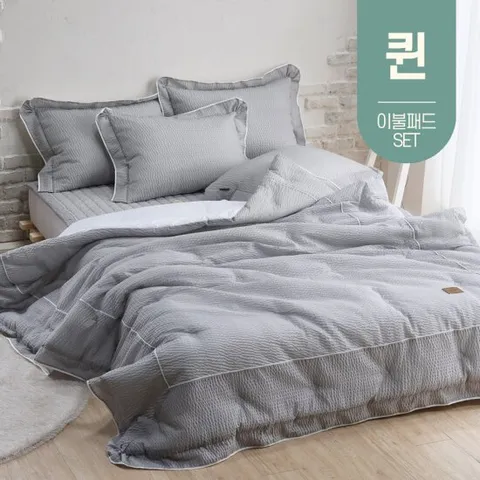 먼지없는 호텔식 60수 순면 시어서커 얇은 호텔 여름 차렵 이불 침구 퀸 Q 침대 패드 세트