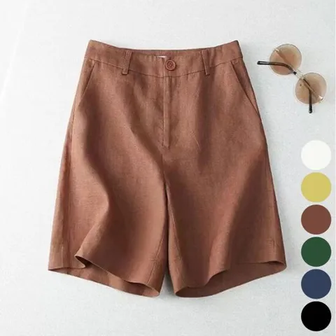 린넨바지 여성 여름 뒷밴딩 린넨 캐주얼 정장 반바지 숏츠 7색