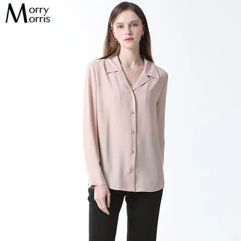 [모리모리스]핑크 솔리드 오픈 카라 셔츠 (택가격 58000원)