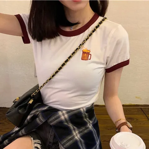 캐주얼 프린팅 크롭 반팔티 SD-012