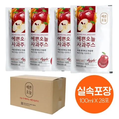 실속포장 씨와 꼭지를 제거한 100프로 사과즙 예쁜오늘 사과주스
