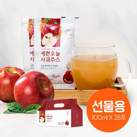 선물포장 씨와 꼭지를 제거한 100프로 사과즙 예쁜오늘 사과주스