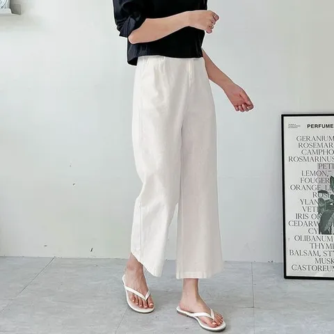 여성여름팬츠 린넨 통바지 9부 직장인 편한 얇은 바지 캐주얼바