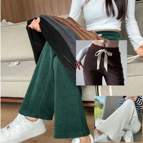 코듀로이팬츠 팬츠 엣지 밴딩 와이드 골지 레그 셔닐 기모밴딩