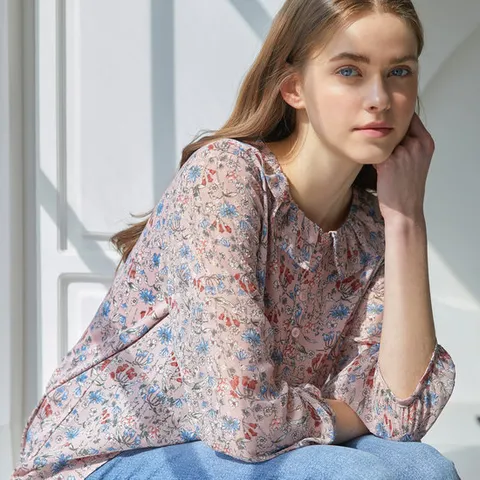 바띠 카리나 자카드 블라우스 핑크 엄마옷 홈쇼핑 인기 자체제작