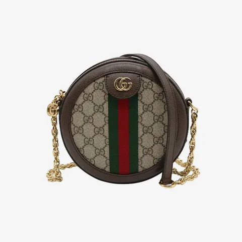 구찌 오피디아 미니 GG 라운드 숄더백 브라운