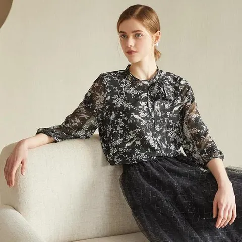 바띠 카리나 자카드 블라우스 블랙 엄마옷 홈쇼핑