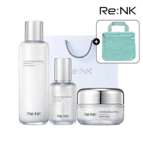 [리엔케이][멀티파우치증정] 미백수분 인텐스 기초3종 (토너+세럼+크림)+쇼핑백