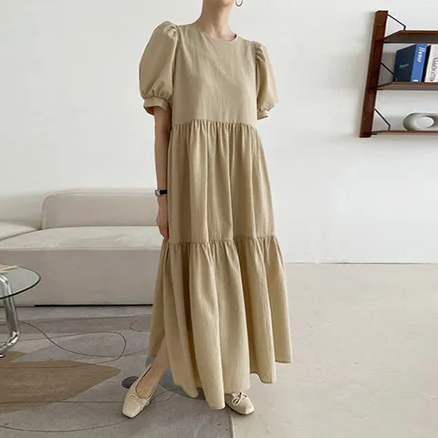 [이쁘다] 로텔스 캉캉 반팔 롱 원피스