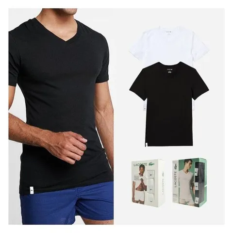 [라코스테]라코스테 슬림핏 면 브이넥 로고 티셔츠