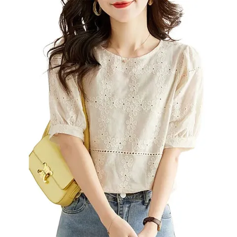 [코코에보니]자수펀칭블라우스/BL-335
