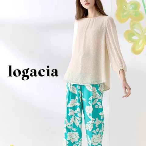 로가시아 24SS 쉬폰 글리터 시스루 티블라우스 1종