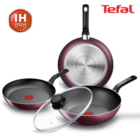 테팔 인덕션 메를로 후라이팬 웍 4종세트(팬24+팬28+웍28+유리뚜껑28)(+테팔 조리도구 2종)