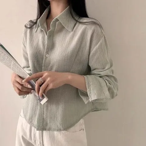 블라우스 셔츠 브라우스 여성 여름 예쁜 파스텔톤 반크롭 데일리