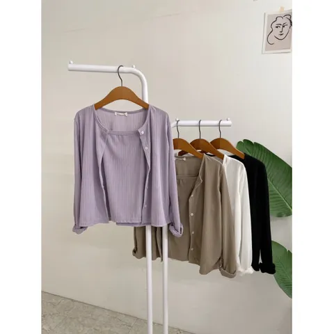 허니제이 /  세트  블리밍 골지 나시 긴팔 가디건5c