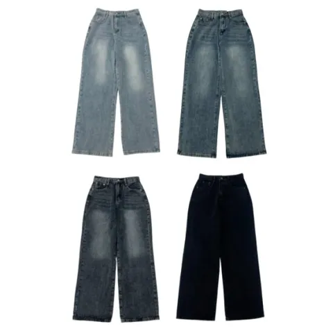 ~2XL[3단기장/인생데님]아르켄 롱와이드 워싱 데님 팬츠