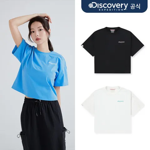 [디스커버리] 우먼스 백그래픽 크롭 반팔티셔츠 3종 택1 DWRS94043-SET
