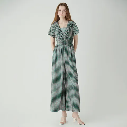 [SATIN] 러플 스모킹 점프수트 O242T614