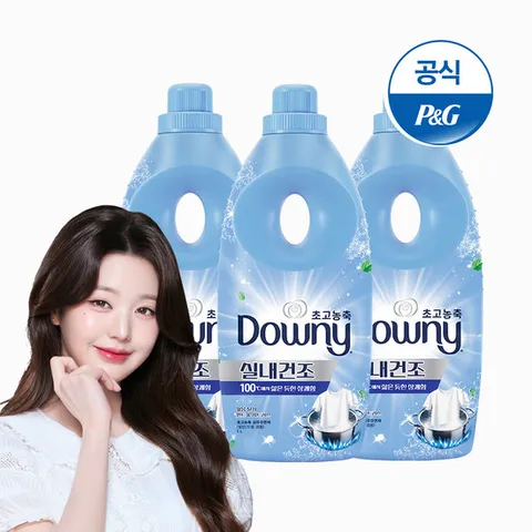 다우니 엑스퍼트 실내건조 삶음탈취 민트&시트러스 1L 3개 + 유연제 200ml 2개 증정