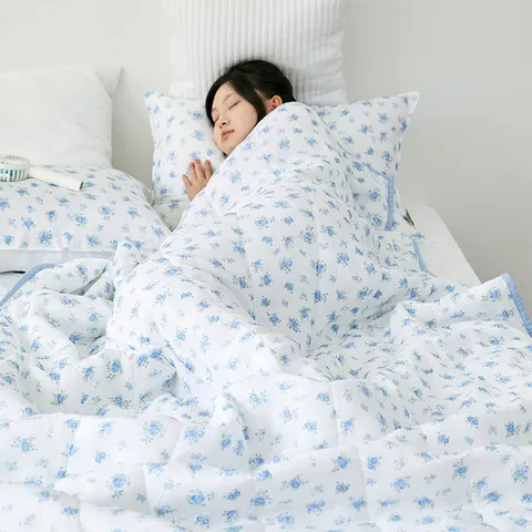 바자르 잔꽃 풍기인견+순면 여름 차렵이불세트(SS)