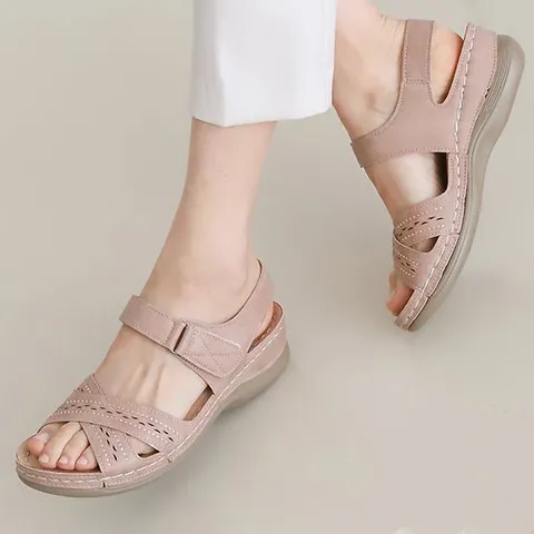 [더힐슈즈] 벨크로 웨지굽 펀칭 여성여자 여름 스트랩 샌들 3cm