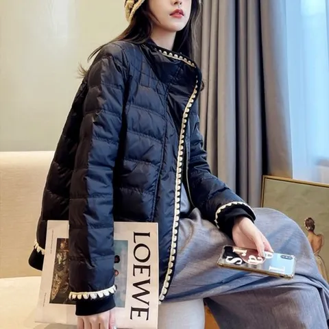 간절기 캐쥬얼 오리털 패딩 여성 슬림 핏 다운 점퍼 여성봄점퍼