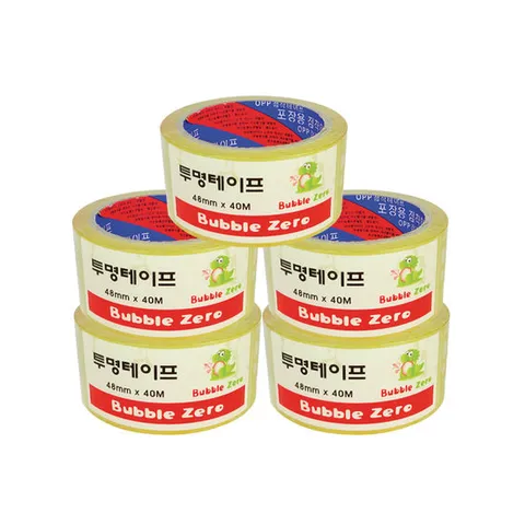 버블제로 OPP 박스테이프 투명 48mmx40M-5개 포장 택배 투명테이