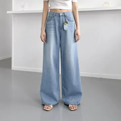 [미라클세븐][M7] 여자 낮은 여름데님와이드 롱 청바지
