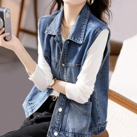 [미라클세븐][M7] 여자 카라 진 조끼 패션 환절기 봄여름 조끼