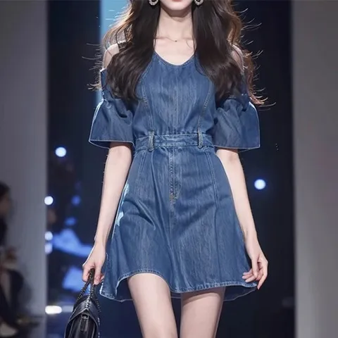 [아리엘스타일]여름 데일리 미니원피스 첼빈데님미니원피스