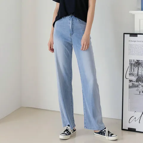 [지기핏] 3단기장 텐셀 와이드데님 여성청바지 S~2XL