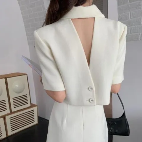 반전트임 반팔 자켓 스커트 세트 정장 세미정장 여성투피스 여성