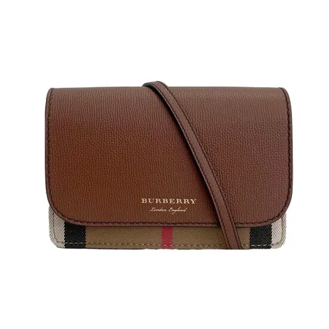 [버버리] 뉴 햄프셔 체크 레더 크로스백/브라운/80628091
