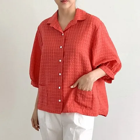 [플랩]엘렌드 지지미 블라우스