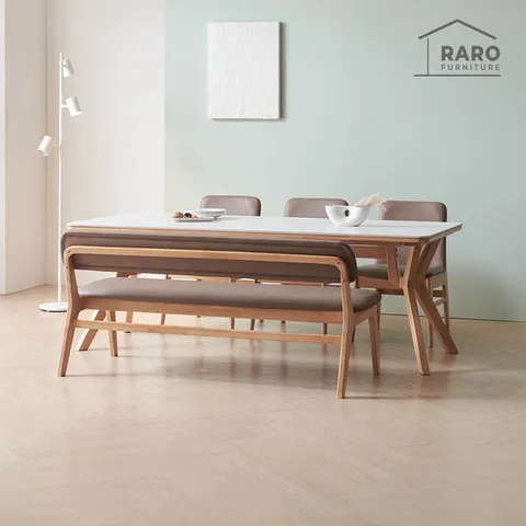 라로퍼니처 리버트 1900 세라믹 낮은 6인 식탁 세트 (식탁+의자3+벤치1)