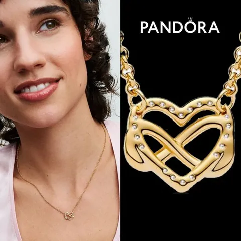 판도라 362666C01 인피니티 하트 콜리어 14K 도금 목걸이