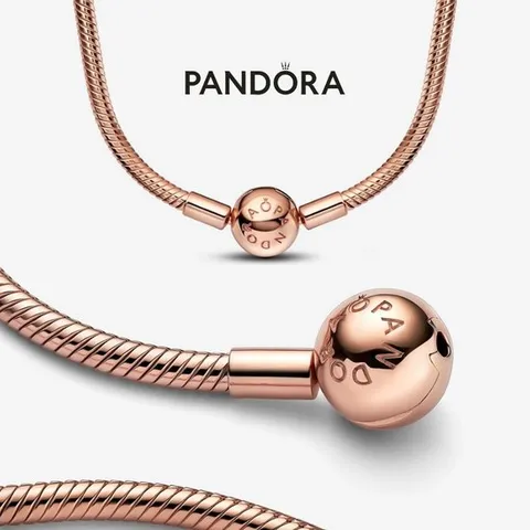 판도라 382234C00 Moments 스네이크 체인 14K 도금 목걸이