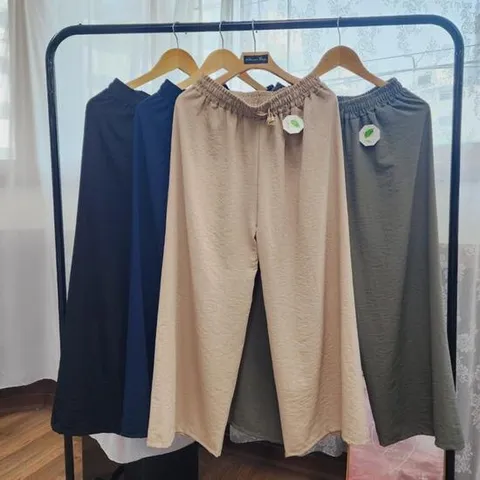 루즈핏 인견 와이드핏 밴딩 데일리 롱팬츠 4col