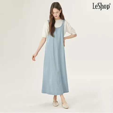 [르샵]데님 멜빵 롱 원피스 (DO1OW033A)