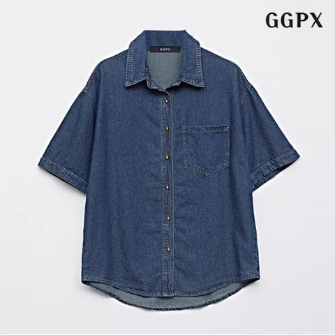 [GGPX]루즈핏 포켓 데님 셔츠 (GOABA021D)