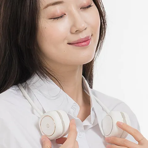 홈마블 무소음 BLDC 목에거는 휴대용 목걸이형 접이식 넥밴드목선풍기(화이트)