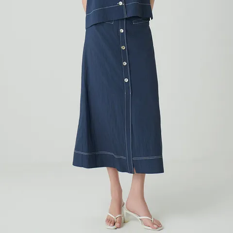 [SATIN] 라인 스티치 스커트 O242T314