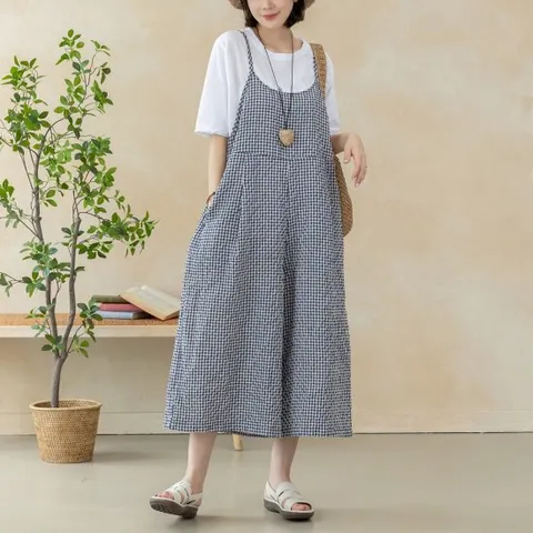 [디얼마미]지지미 체크 마 멜빵바지/미시 빅사이즈 엄마옷 여성