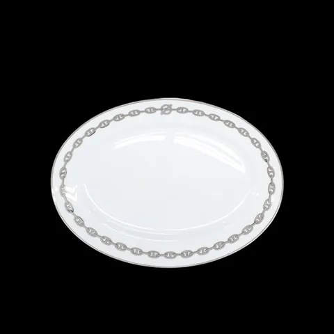 에르메스 타원형 플래티넘 오벌 체인 접시 플레이트 42CM P004127P