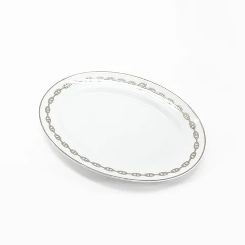 에르메스 타원형 플래티넘 오벌 체인 도자기 접시42CM P004127P