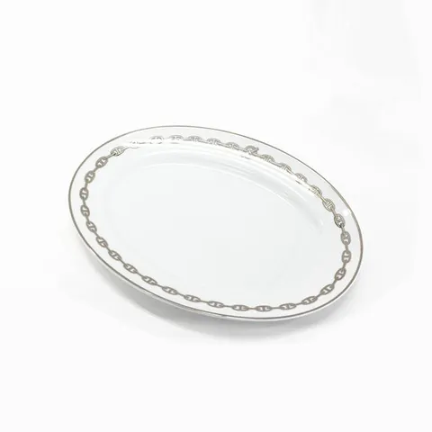 에르메스 타원형 플래티넘 오벌 체인 도자기 접시 42cm 접시 P004127P