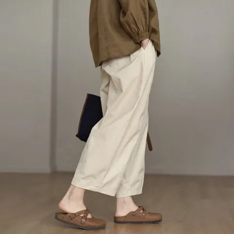 여성 루즈핏 심플 컬러 배기 팬츠 3color
