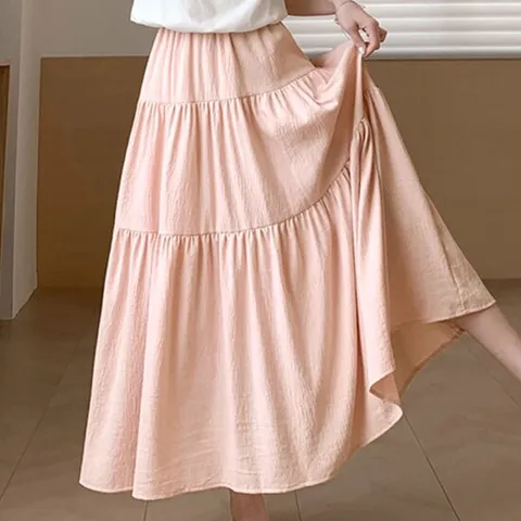 라망 프릴 캉캉 플레어 롱 밴딩 스커트